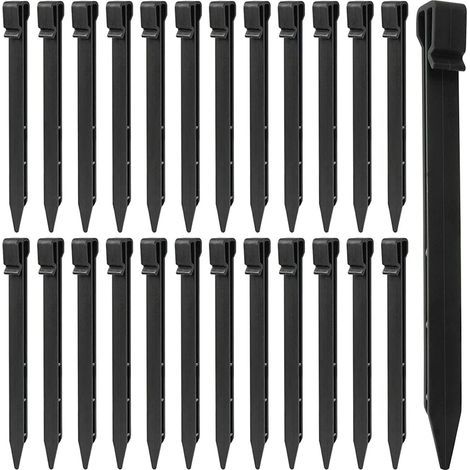 CCYKXA 25 Pieces Plastic Ground Stakes, 25.4CM Heavy Duty Landscape Edging Stakes Tent Pegs Anchor Spikes for Tents, Decking, Lawn Edging, Outdoor Garden (Black)