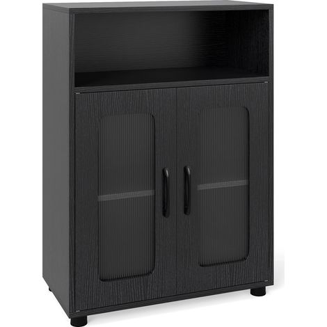 Mueble de baño con 2 puertas y estantes ajustables, color negro