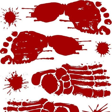 Stickers muraux Halloween empreintes de mains et de pieds ensanglantées pour vitrines, portes, maisons hantées, bars, décorations de farces, stickers muraux d'horreur - SK31008 -
