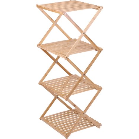 Étagère de salle de bain pliable en bambou à 4 niveaux 40 x 33,5 x 93,5 cm (1/4)