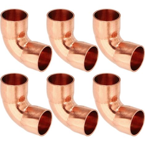 6pcs Raccord Coudé en Cuivre pour Tuyaux Gaz, 12mm Raccord Tuyau d'Arrosage Durite Essence, Raccords Tuyauterie à Pression pour HVAC Climatisation Plomberie, Épaisseur 0.8mm (1/5)