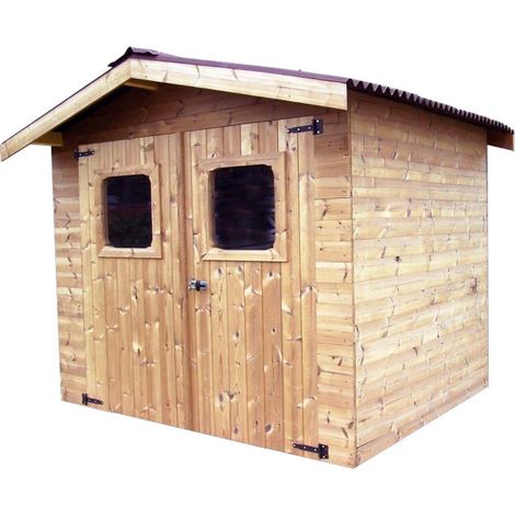 Abri Thiers Habrita Foresta THI 2421.02 N bois thermo chauffé 7,45m2 toiture en plaques ondulées double pente sans plancher (1/4)