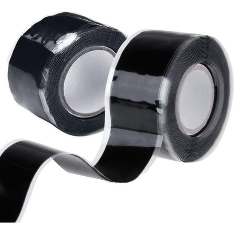 Ruban d'isolation électrique étanche,2.5cmx3m,noir 2 rouleaux de ruban silicone auto-adhésif pour la protection contre les fuites et la réparation des tuyaux (1/5)