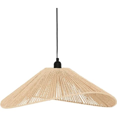 Suspension scandinave – Effet papier tressé – Diamètre 58 cm – Beige – Hauteur réglable – Pour salon ou chambre (1/5)