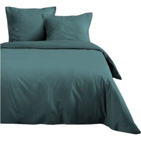 Housse de couette en coton 200 x 200 cm uni Edenne eucalyptus (1/2)