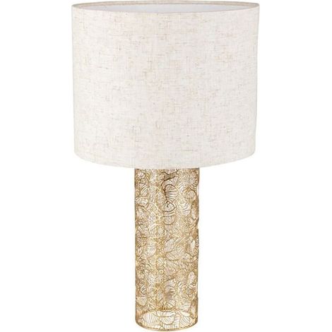 Lampe métal lin Calathéa beige dorée (1/5)