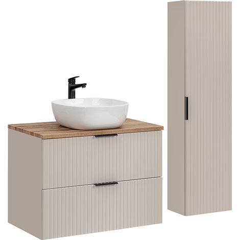 Set di mobili da bagno con lavabo Adriel beige 80cm