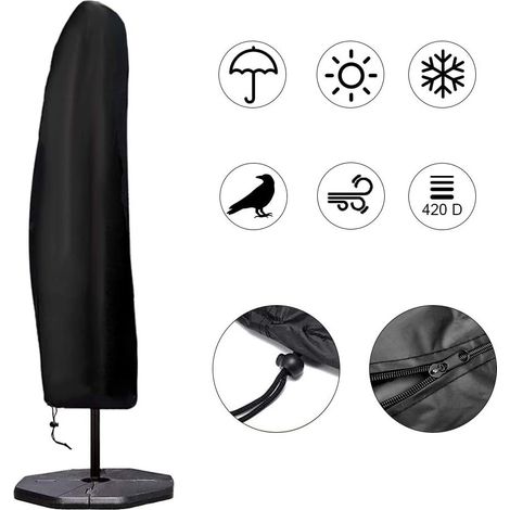 Housse de Protection Imperméable 420D Oxford Tissu Parapluie Couverture Bâche Couverture avec Fermeture Éclair, 265cm