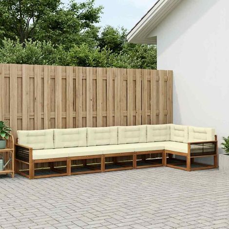 vidaXL Outdoor-Sofagarnitur mit Kissen 6 pcs Natur und Creme (1/5)