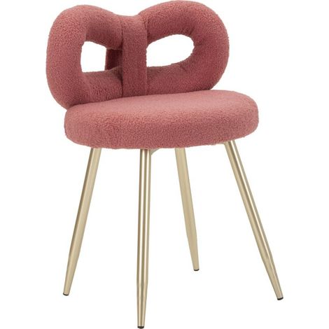 Sedia Mini Ilary imbottita rosa e oro Ø40x67 cm, seduta h 46 cm