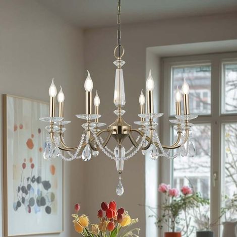[GEBRAUCHT] B-Ware Kronleuchter Lampe Leuchte Adone Rund Messing Kristallglas Beleuchtung 8 Flammig (1/2)