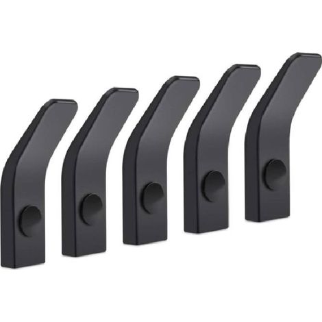 Gancio da parete in alluminio nero per asciugamani, appendiabiti, per bagno, cucina, ufficio, garage, 5 pezzi