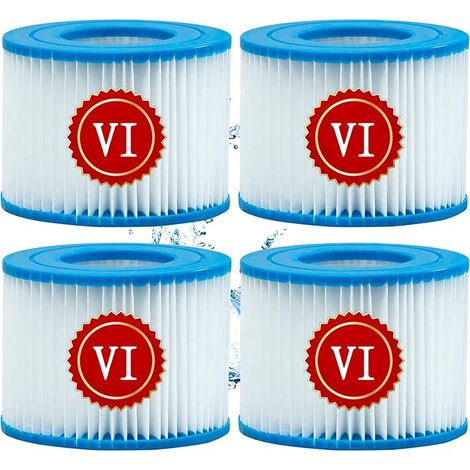 Cartouche defiltre Piscine Type VI, pour Bestway Type VI Pool Filter, Taille 6-58323 pour Filtre Spa pour bestway pour Lay-z-Spa Miami, Vegas, Monaco, pour Nettoyage Filtre Spa, 4Pcs (1/5)