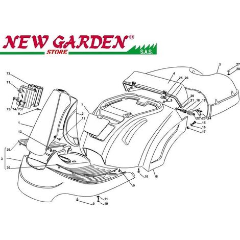 Esploso carrozzeria 72cm XF130HD trattorino rasaerba CASTELGARDEN ricambi 72 PROTEZIONE INFERIORE