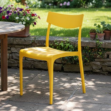 Dmora - Gartenstuhl Lupia, Gartensitz, Outdoor-Stuhl, Outdoor-Sessel, Made in Italy, 54x46 h80 cm, Gelb (1/3)
