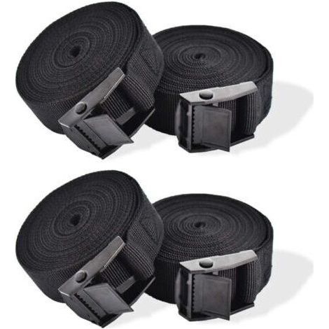 Lashing Strap, 4 Pieces Ratchet Tightening Strap Locking Straps Strap with Tightening Buckle Fixing Strap for Motorcycle Car, Bike Rack Luggage 2.5 cm x 1 m (1/4)