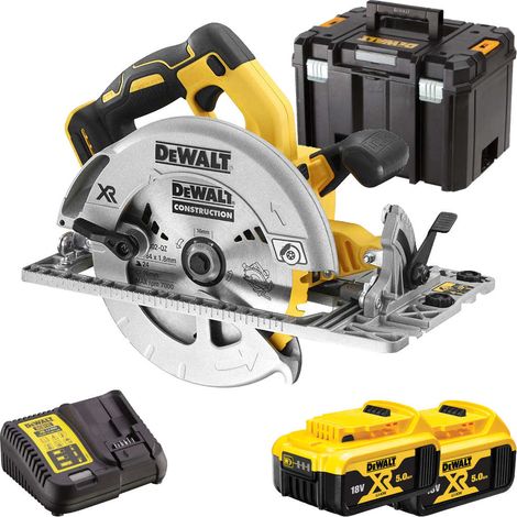 DeWALT DCS572P2 XR 18V Brushless Cordless 184mm Rail Compatible Circular Saw With 2x5Ah Batts, Charger And Case (1/3)