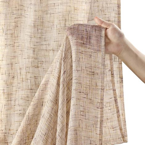 Rideau de douche en lin beige pour salle de bain – Rideau de douche neutre léger minimaliste (183 x 183 cm) (1/5)