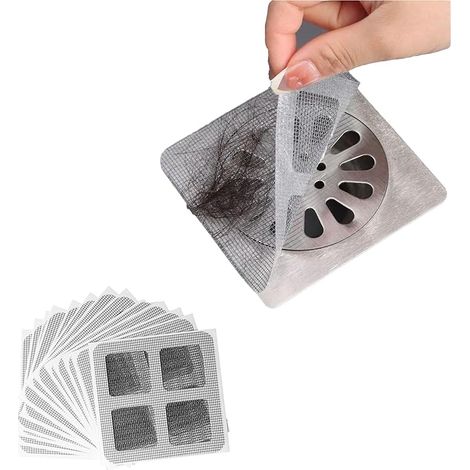 Lot de 20 autocollants jetables pour canalisations de douche, attrape-cheveux, autocollants en maille pour canalisations de douche, cache-canalisations jetables, autocollants de vidange de sol (1/5)