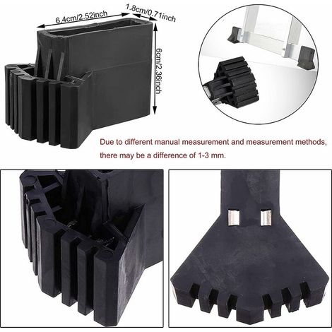 Couvre-pieds antidérapants en caoutchouc noir – Lot de 4 pièces – Accessoires pour échelle – Protection sol et sécurité utilisateur – Groupm