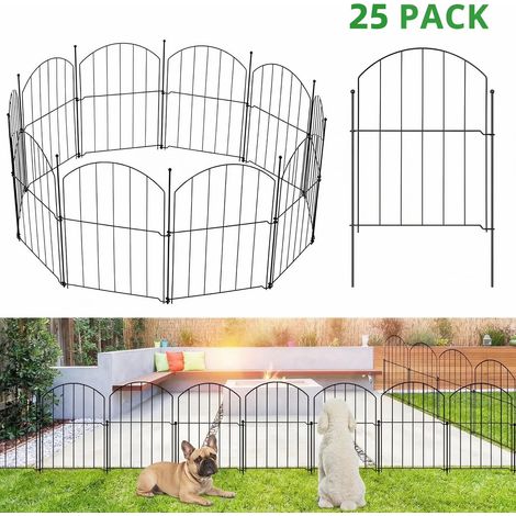 25 Pack Garden Fence, 24.2 In(H) X 23.8Ft(L) Arched Rustproof Metal No Dig Fence Garden Fence Border, Landscape Decor (1/5)
