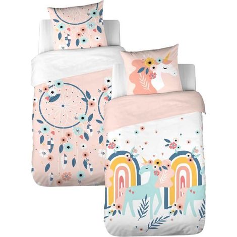 Parure de lit enfant 140x200cm réversible 100% coton adouci