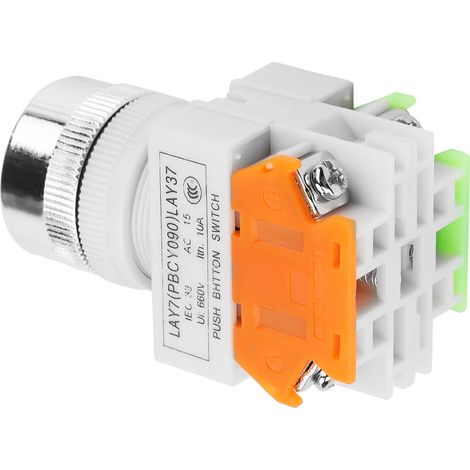 Interruttori a pulsante con testa piatta, reset automatico, montaggio da 22 mm, 5 A 220 V, LAY37-11BN, verde.