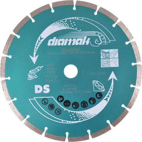 Makita - Juego de discos de corte diamantados para hormigón 230x22,2 mm, 10 piezas D-61145-10