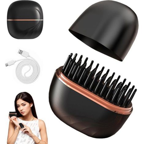 1 Brosse lissante sans fil, Chauffage 160-200°C, Peigne 3D double couche, Ionique, Pour voyage (1/5)