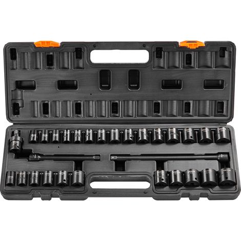 Vevor – Coffret de 29 douilles à chocs 3/8' SAE et métriques 8-22 mm – Acier allié Cr-Mo – Marquages lisibles – Compatible clés à cliquet - 29PCs