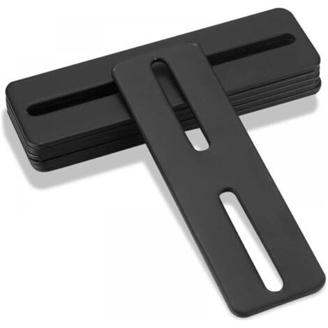 Lot de 10 connecteurs plats ajustables, plaques de réparation plates avec fentes attaches métalliques pour assemblage bois, plaque de liaison, support d'angle plat noir avec fente allongée (1/4)