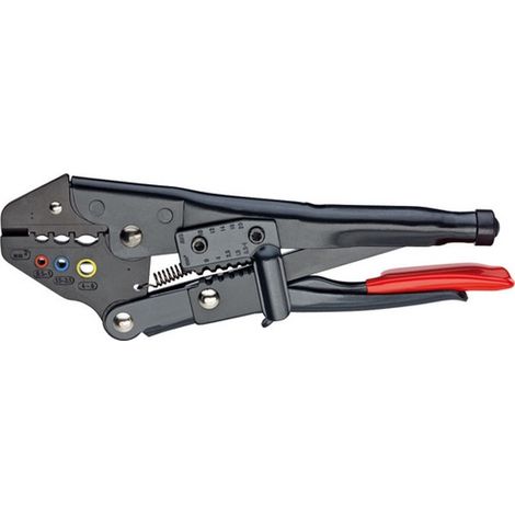 Pinza torno de engatillar los bornes de cables y conectors de fichas, Modelo : cabeza y asa bronceado, sección del conductor 0,5-6 mm²