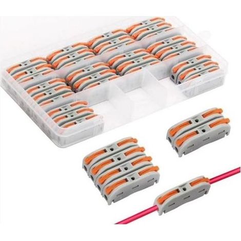 30 Stück elektrische Schnellverbinder mit Hebel, automatische Verbindungsklemmen, elektrische Domino-Verbindungen, frei kombinierbar, kompakte elektrische Verbindungsklemmen (1/5)