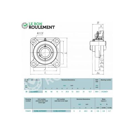 Palier fonte M-UCF204-D1-NTN