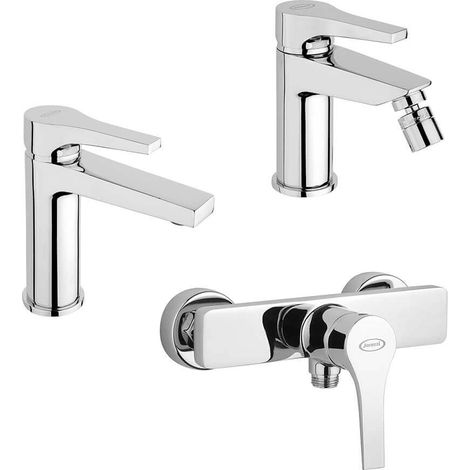 Set miscelatori lavabo + bidet + esterno doccia Jacuzzi  rubinetteria Moonlight ottone cromato per piletta click clack (1/5)