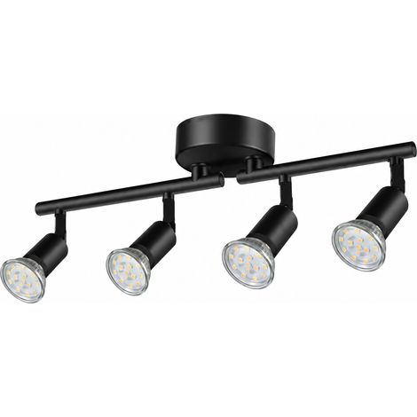 Plafonnier 4 spots orientables noir E27 avec LED lumière chaude noir 4 led 1 kg – Livraison gratuite