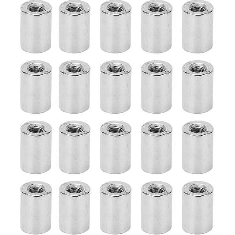 20 Stück Kupplungsmuttern für Rundstangenverbinder, Edelstahl 304, Innengewinde M6x1,0, 12 Stück, L17 mm