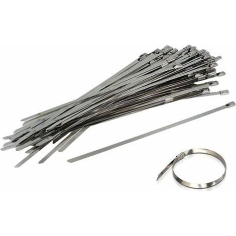 100 colliers de serrage en acier inoxydable, largeur 4,6 mm, classe 304, pour tuyaux, câbles et fils. (1/5)