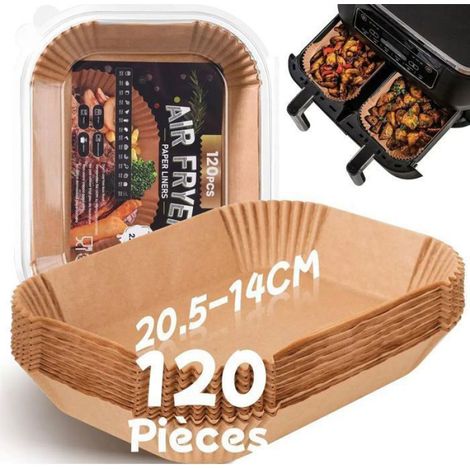 Feuille De Cuisson - Papier Sulfurisé Pour Air Fryer - 20,5 x 14 cm - Résistant Jusqu'à 220 °C - 120 Pièces (1/5)