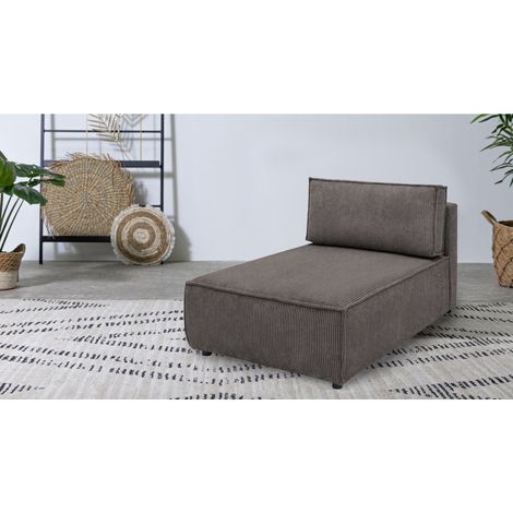 BOBOCHIC - Méridienne sans accoudoir pour canapé modulable NIHAD tissu velours côtelé Taupe (1/3)