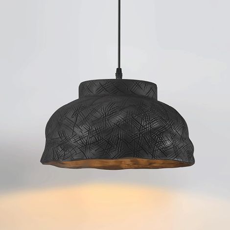 Lustre Nordique Médiéval Rétro Industriel en Résine,Lustre de Décoration E27 de Style Bohème(Noir,34CM) (1/5)