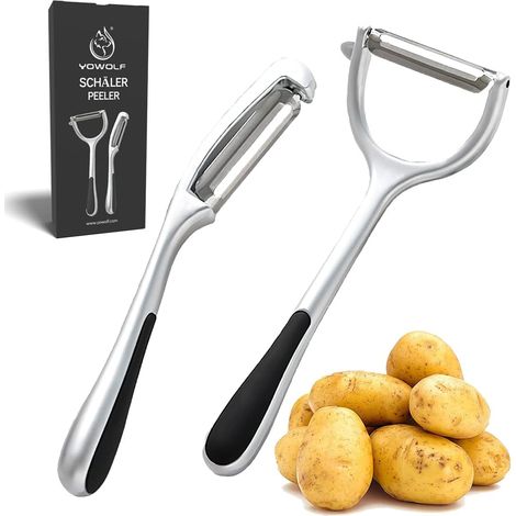 Éplucheur Légumes - Lame Acier Inoxydable Carbone - Poignée Alliage Zinc Caoutchouc Antidérapant - Pour Pommes De Terre Carottes Fruits Citrus - 2 Pièces (1/5)
