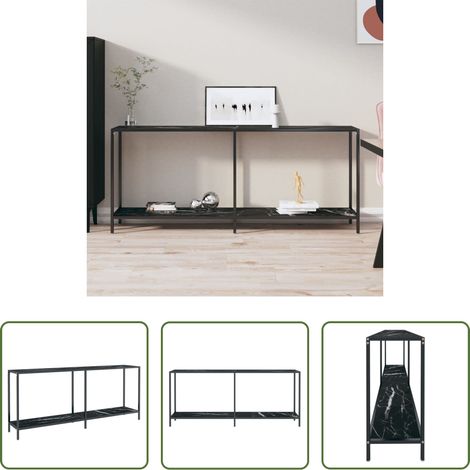 Hartglas Tisch - Konsolentisch Schwarz 180x35x75,5 cm Hartglas (1/5)