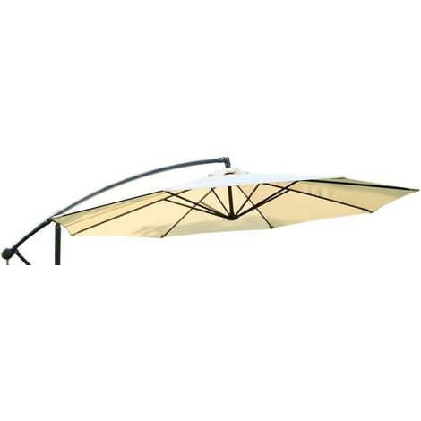 Bâche de Rechange pour Parasol en Aluminium Rond Ø 300 cm à 8 Baleines avec Airvent Cousu Couleur écru Uniquement (1/2)