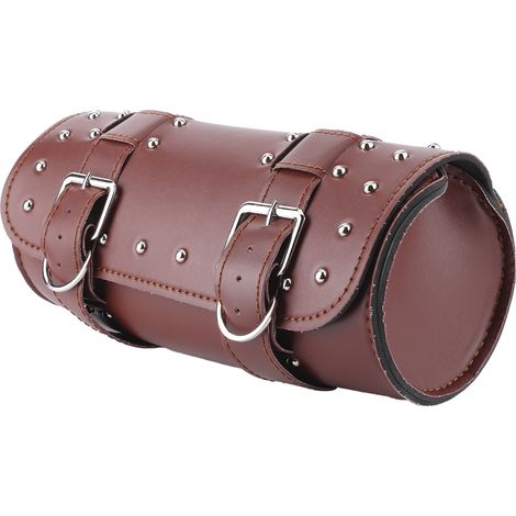 Universelle Motorradtasche aus PU-Leder, Satteltasche, Motorrad-Rollgepäck, Ersatzteil, Braun (1/5)