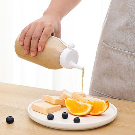 Bouteille À Seringue Pour Assaisonnement - 650 ml - Bouchon À Basculer - Translucide - En Plastique Alimentaire - Idéale Pour Huile Vinaigrette Ketchup Mayonnaise - 1 Pièce (1/5)