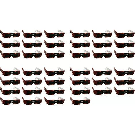 Lunettes d'observation éclipse solaire 2026, design Soleil rouge, certifiées CE et ISO, lot de 40 paires, protection oculaire sûre, filtres solaires homologués, observation sécurisée. (1/5)