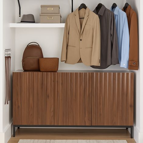 URBAN MEUBLE Garde-robe à effet grain de bois marron au design ondulé 3D 150x40x80cm (1/5)