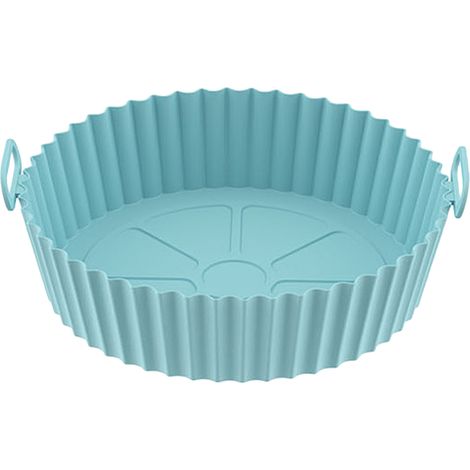 Tapis de friteuse rond en silicone alimentaire épais, flexible, facile à nettoyer et réutilisable, bleu-vert (1/5)
