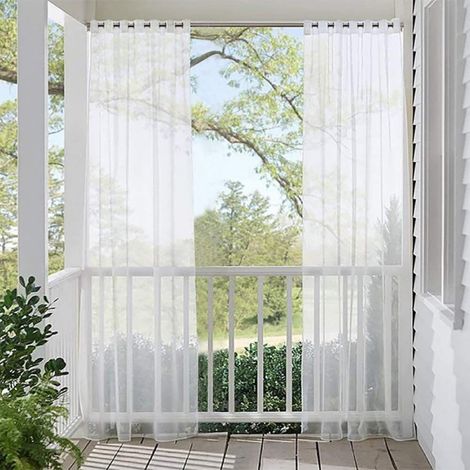 Rideau Transparent Extérieur - 100 % Polyester Imperméable et Anti-UV - Pour Patio, Véranda ou Fenêtre - 132 x 183 cm - Blanc (1/5)